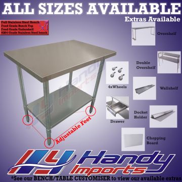 610 X 762mm Full #304 Stainless Steel Bench