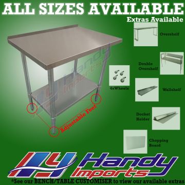 610 X 915mm 430 Stainless Steel Work Bench W/ Splashback