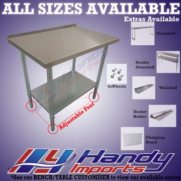 610 X 762mm 304 Stainless Steel Bench W/ Splashback