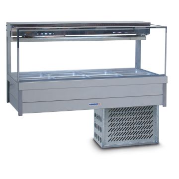 Roband Square Glass Refrigerated Display Bar - Piped And Foamed Only (No Motor), 8 Pans SFX24RD