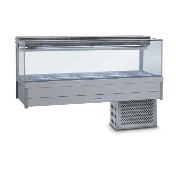 Roband Square Glass Refrigerated Display Bar, 10 Pans SRX25RD