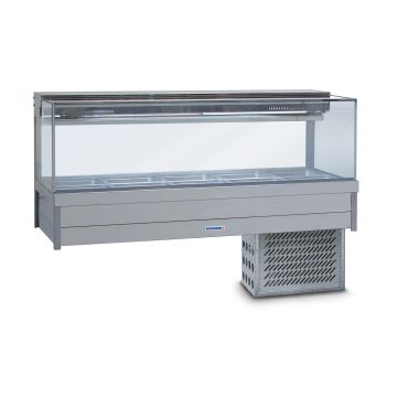 Roband Square Glass Refrigerated Display Bar, 12 Pans SRX26RD