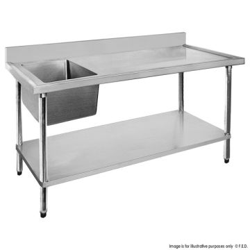 Fed Economic 304 Grade Stainless Steel Single Sink Benches 700 Deep 1200-7-SSBL