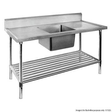 SSB7-1200C/A Single Centre Sink Bench & Pot Undershelf 