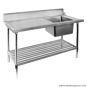 SSBD7-1500R/A - Right Inlet Single Sink Dishwasher Bench
