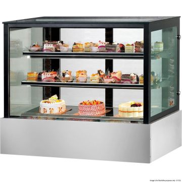 SSU120-2XB Black Trim Square Glass Cake Display 2 Shelves 1200X700X1100