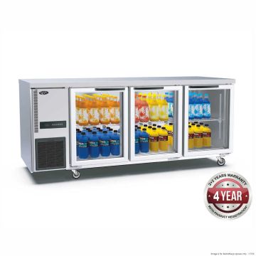 Large Three 3 Triple Glass Door Workbench Fridge - TL1800TNG-3D
