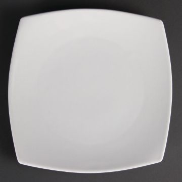 Olympia (Pack of 12) Whiteware Rounded Square Plates 240mm U170