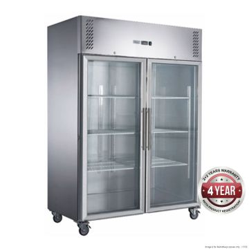 Fed-X S/S Two Full Glass Door Upright Freezer XURF1410G2V
