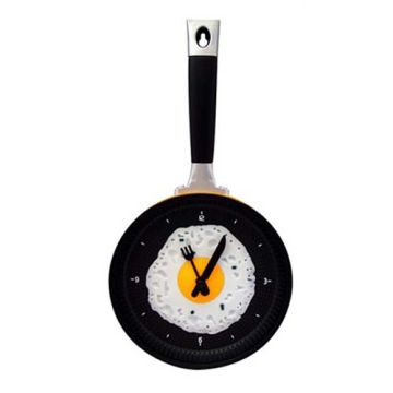 Hanging Decorative Creative Design Fried Egg Pan Wall Clock Yellow