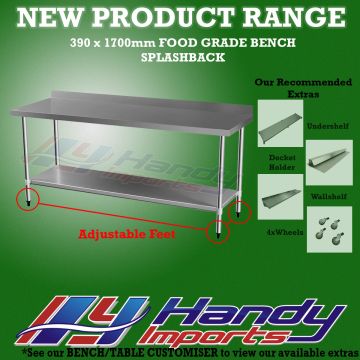 1700 X 390mm Stainless Steel #430 W/ Splash Back