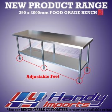2000mm X 390mm Stainless Steel #304 Bench