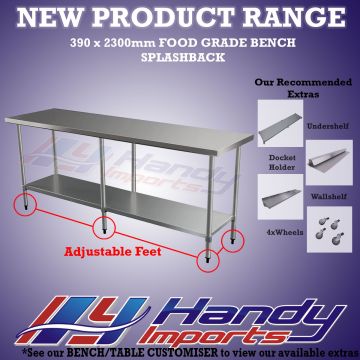 2300 X 390mm #304 Stainless Steel Bench