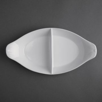 Olympia Divided Oval Eared Dishes 290 x 160mm (Pack of 6) Y100