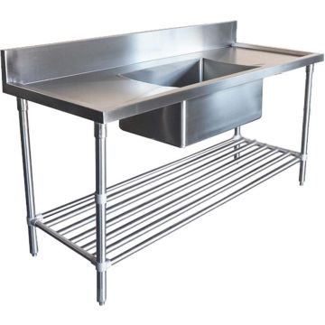 1800 X 600mm Single Bowl Kitchen Sink #304 Stainless Steel