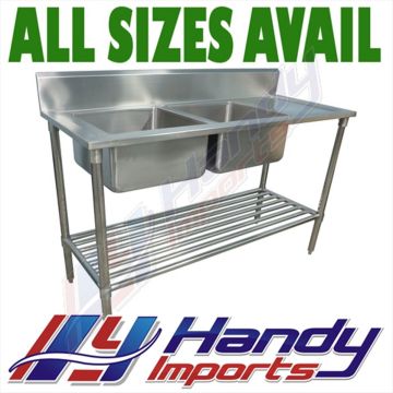 1800 X 600mm Double Bowl Kitchen Sink #304 Stainless Steel