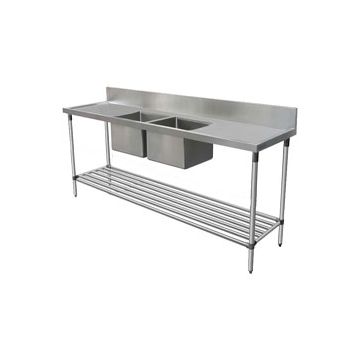 2400X600mm Double Middle Bowl Kitchen Sink #304 Stainless Steel