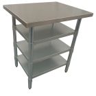 610 X 762mm New Work Corner Bench Table Counter + 3 Galvanised Steel Under Shelf