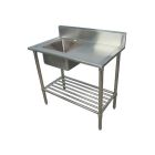 1000X600mm Single Bowl Left Kitchen Sink S/Steel 2Xundershelves