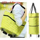 4X New 2 In 1 Reusable Portable Folding Shopping Travel Cart Tote Bag W/ Wheels