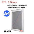 5 Brand New A4 Silver Square Corner Snap Frame/ Poster Frame/ Picture Frame 25mm