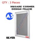 3 Brand New A3 Silver Square Corner Snap Frame/ Poster Frame/ Picture Frame 25mm