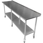 2.4M #304 Sb Market Kebab Stall Stainless Steel Bench,1 Set Wheels ,1 Undershelf