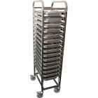 STAINLESS GASTRONORM GN TROLLEY BREAD BAKERY + 15 1/1 GN TRAY ONLY 65MM DEEP