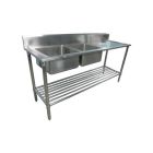 1900X600mm Double Bowl Left Kitchen Sink S/Steel W/ Wheels 1Xundershelves