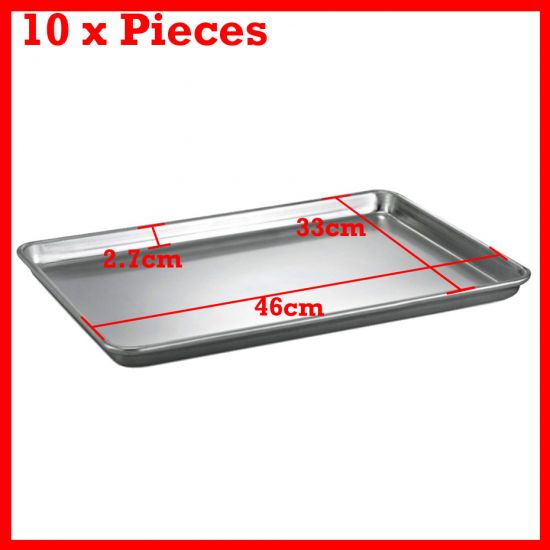 New 10Pcs Aluminium Oven Baking Pan Tray Bakers For Gastronorm Trolley 46X33X3cm