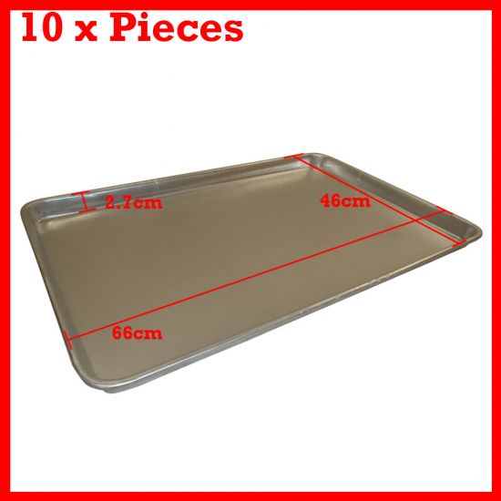 New 10 Pcs Aluminium Oven Baking Pan Tray Bakers For Gastronorm Trolley 66X46X3cm