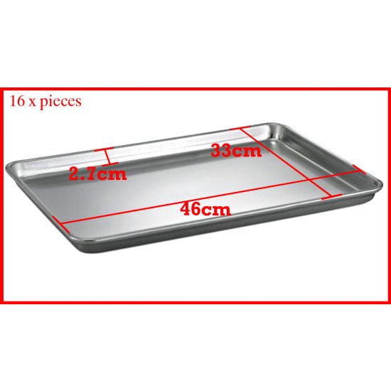New 16Pcs Aluminium Oven Baking Pan Tray Bakers For Gastronorm Trolley 46X33X3cm