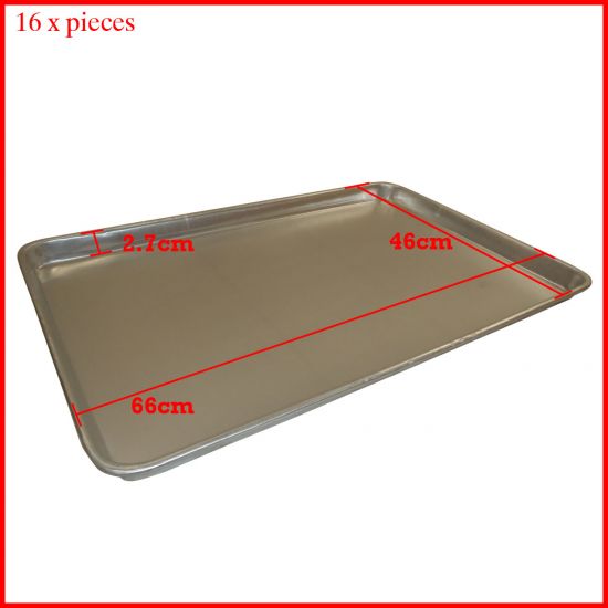 New 16Pcs Aluminium Oven Baking Pan Tray Bakers For Gastronorm Trolley 66X46X3cm