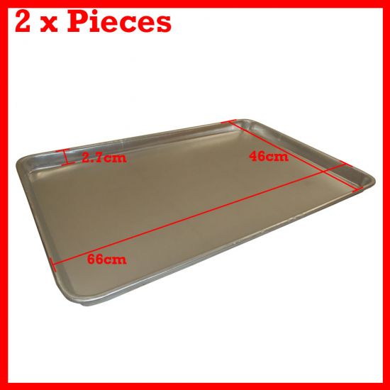 New 2 Pcs Aluminium Oven Baking Pan Tray Bakers For Gastronorm Trolley 66X46X3cm