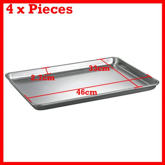 New 4Pcs Aluminium Oven Baking Pan Cooking Tray Bakers Gastronorm 33X46cm