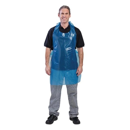 Disposable Polythene Bib Aprons Blue (Pack of 100) A305