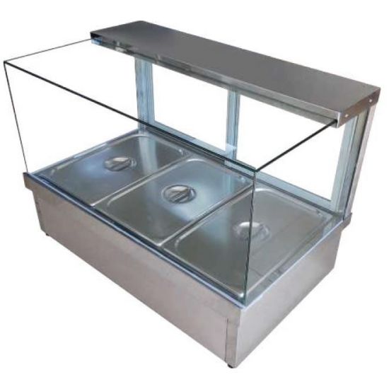 Square Glass Hot Food Counter Top Wet  Bain Marie Heated Display 4 X ½ GN CRB-4