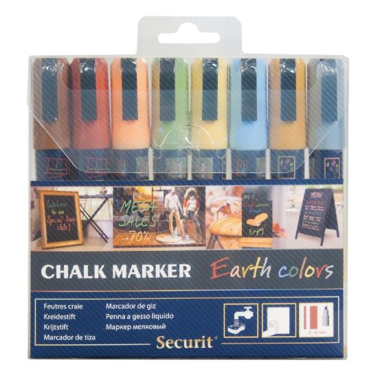 Securit (Pack of 8) Earth Chalk Pens 2 x 6mm GM269