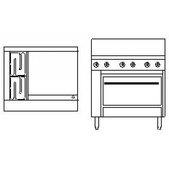 Goldstein 915mm Ranges - 2 Radiant Plates With Griddle Electric - 711mm Fan Forced Oven Pe-2R-24G-28Ff