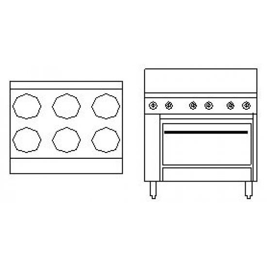 Goldstein 915mm Ranges - 6 Solid Plates Electric - 711mm High Speed Convection Oven Pec-6S-28