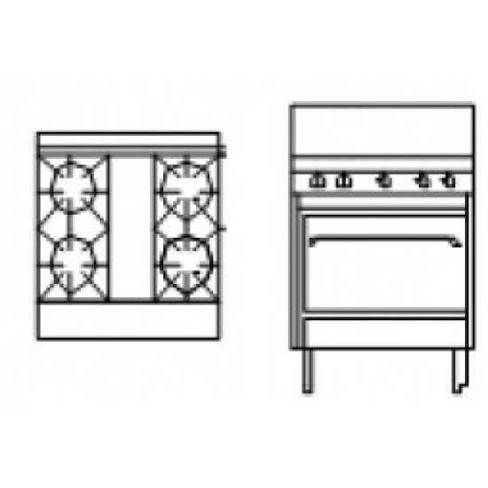 Goldstein Ranges - Gas 4 Burner With Static Electric Ovens (Natural Convection) Pf-4-28E